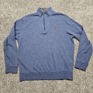 Polo Ralph Lauren Pullover Men's L Blue 1/4 Zip Pony Logo Fleece Performance